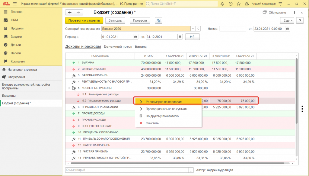Настройка бюджетирования в 1с упп